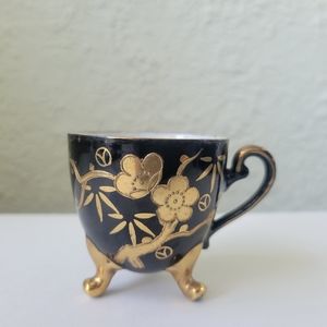 Vintage Craftsman China Demitasse tea Cup Handpainted Japan 401 black gold